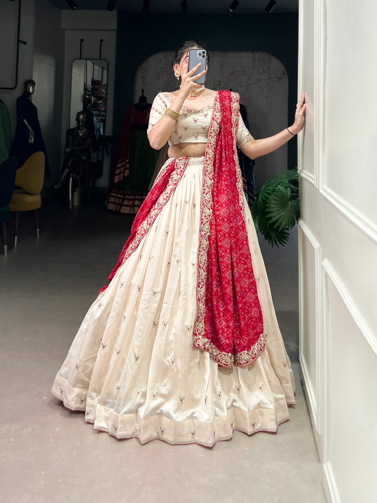 Sequins and Thread Embroidery Work Lehenga Choli