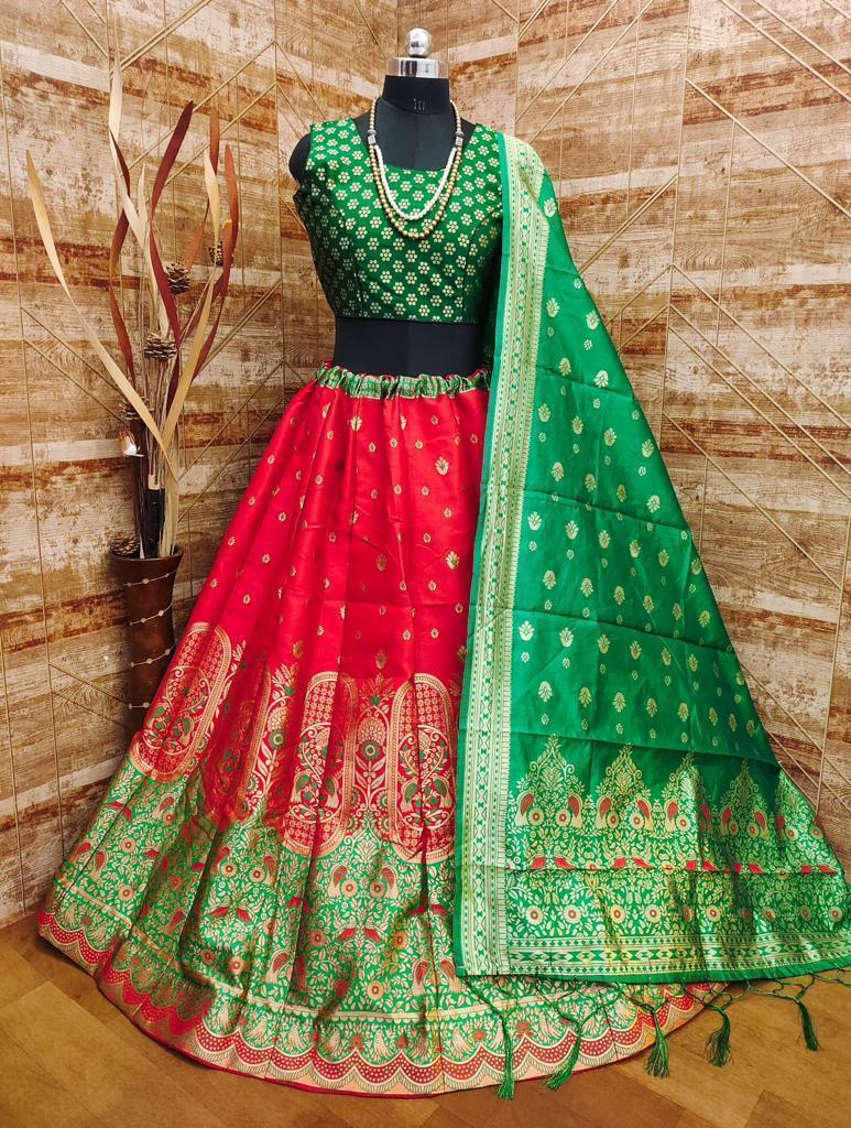 Pure Banarasi Silk  Cancan & Canvas Lehenga Choli