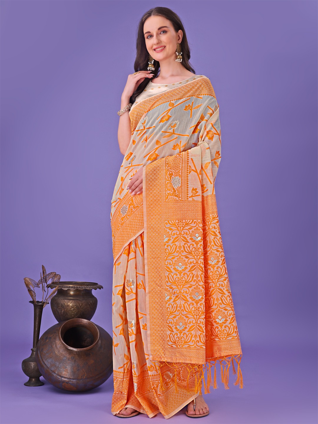 Beautiful Linen Cotton Fancy Saree