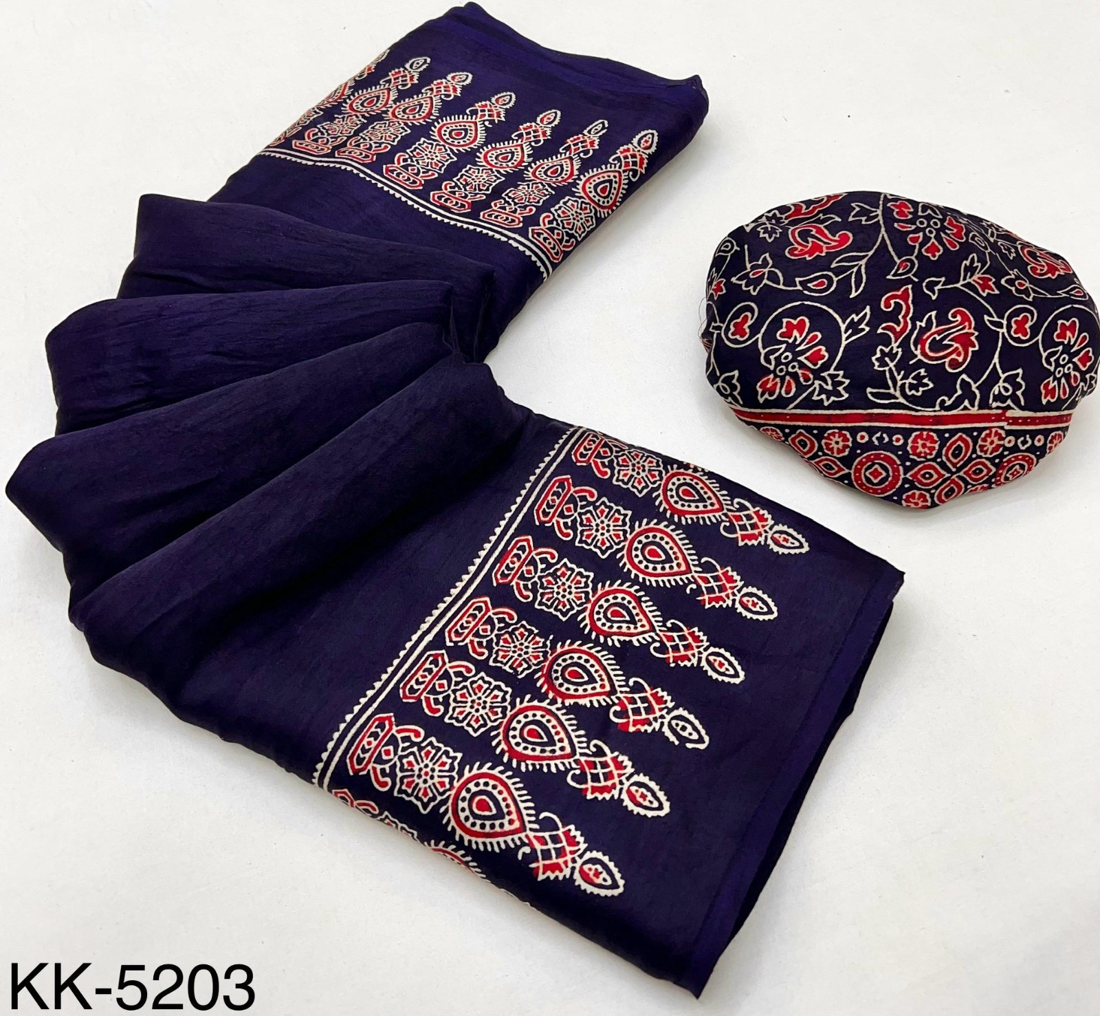 Pure Modal Bandhani with Ajrakh Print Saree