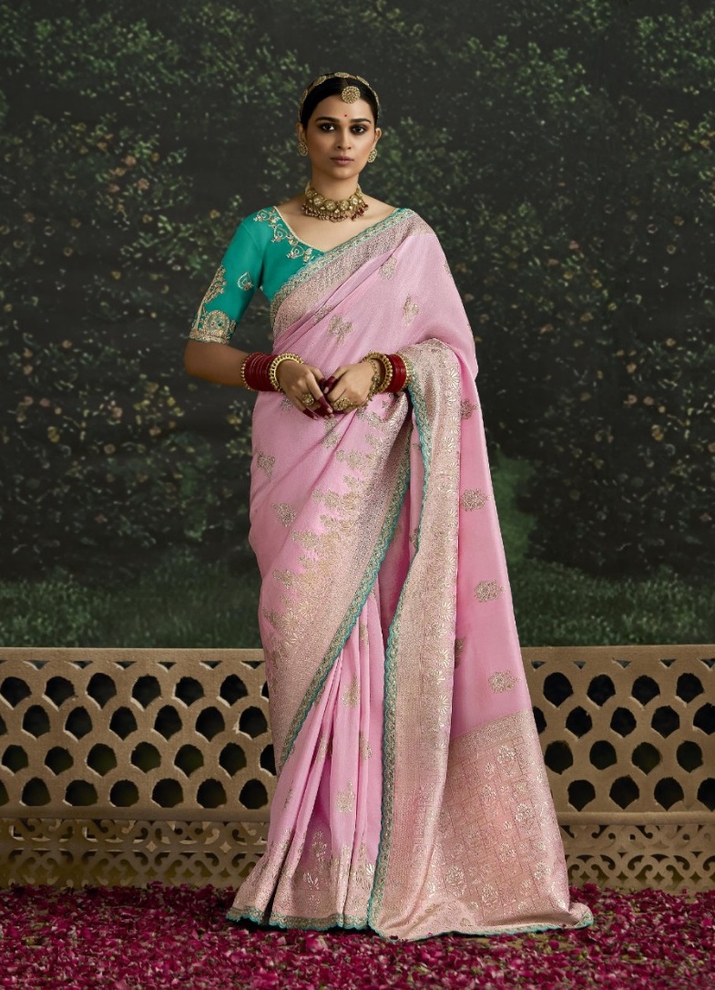 Beautiful Embroidery Work And Zari Weaving Work Saree