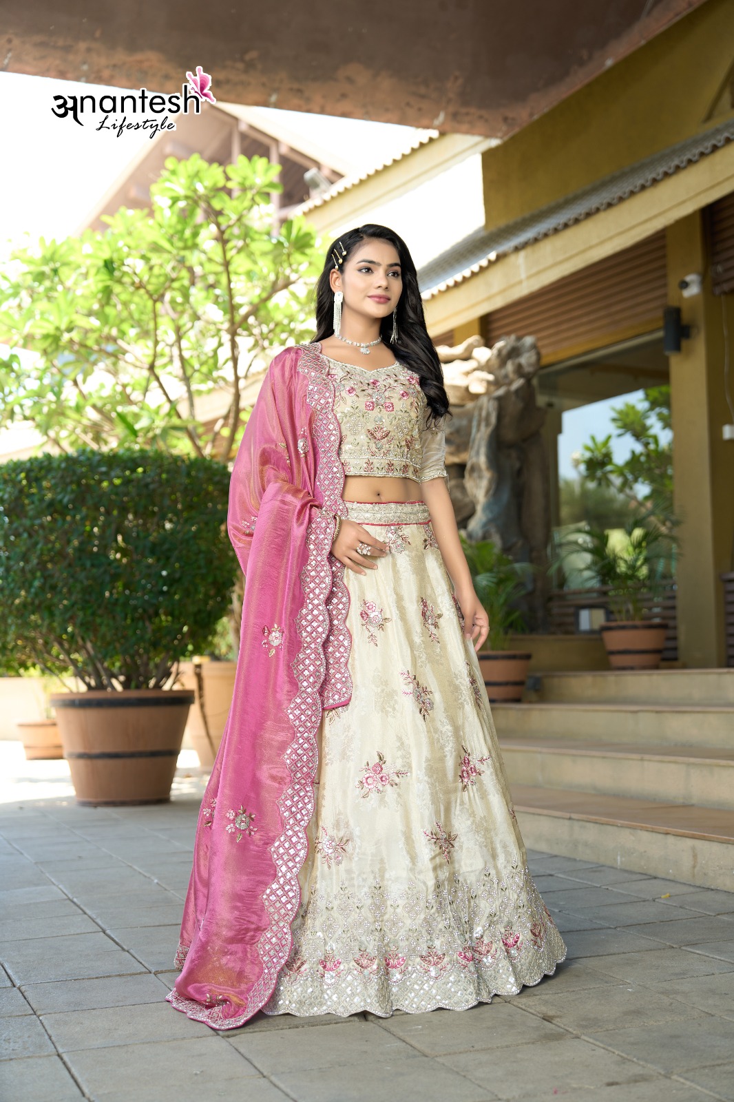 Pure Cosmos Beautiful Embroidery Work Saree