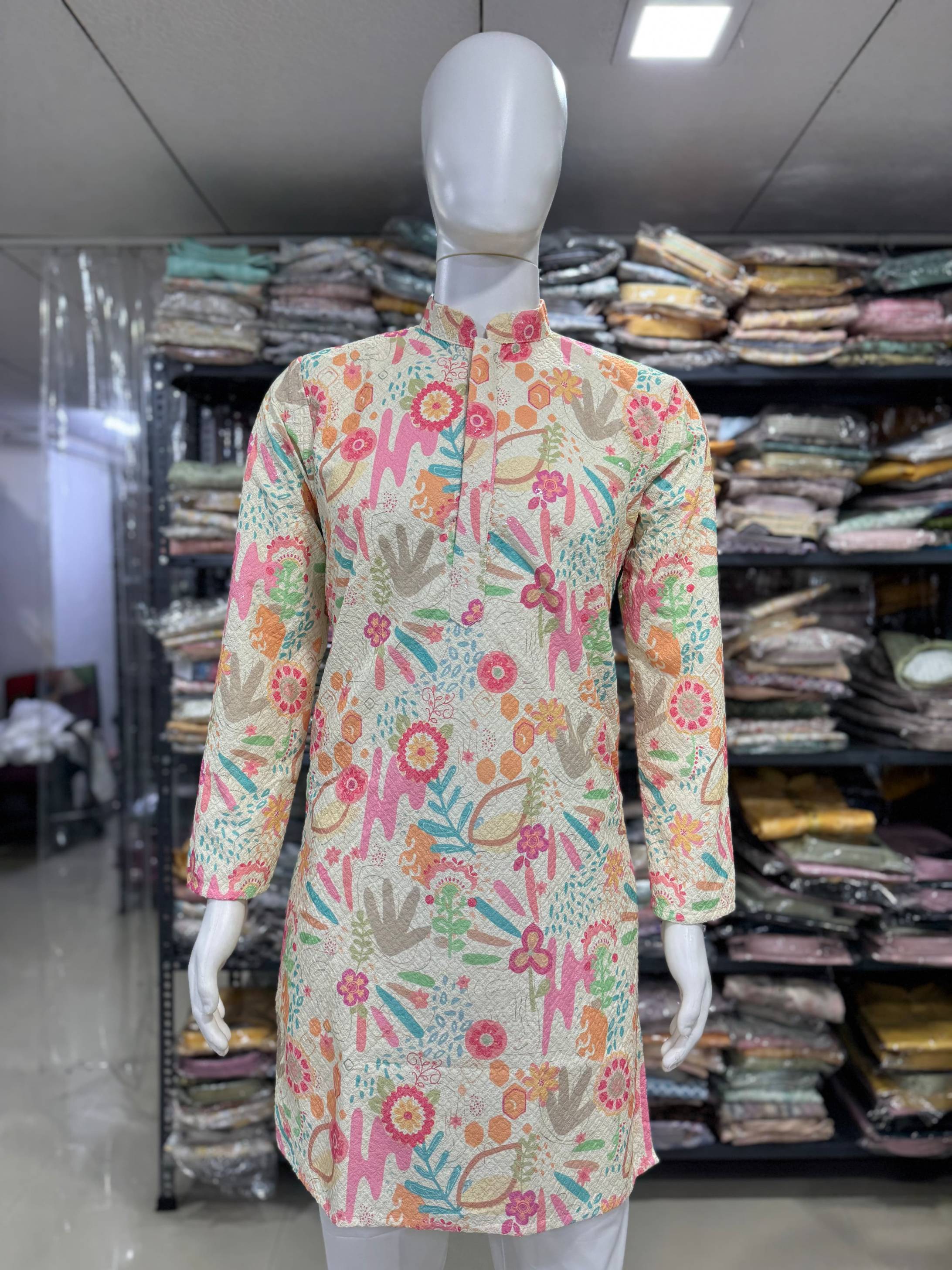 PURE VISCOSE RAYON FABRIC WITH SEQUENCE WORK AND DIGITAL PRINT KURTA