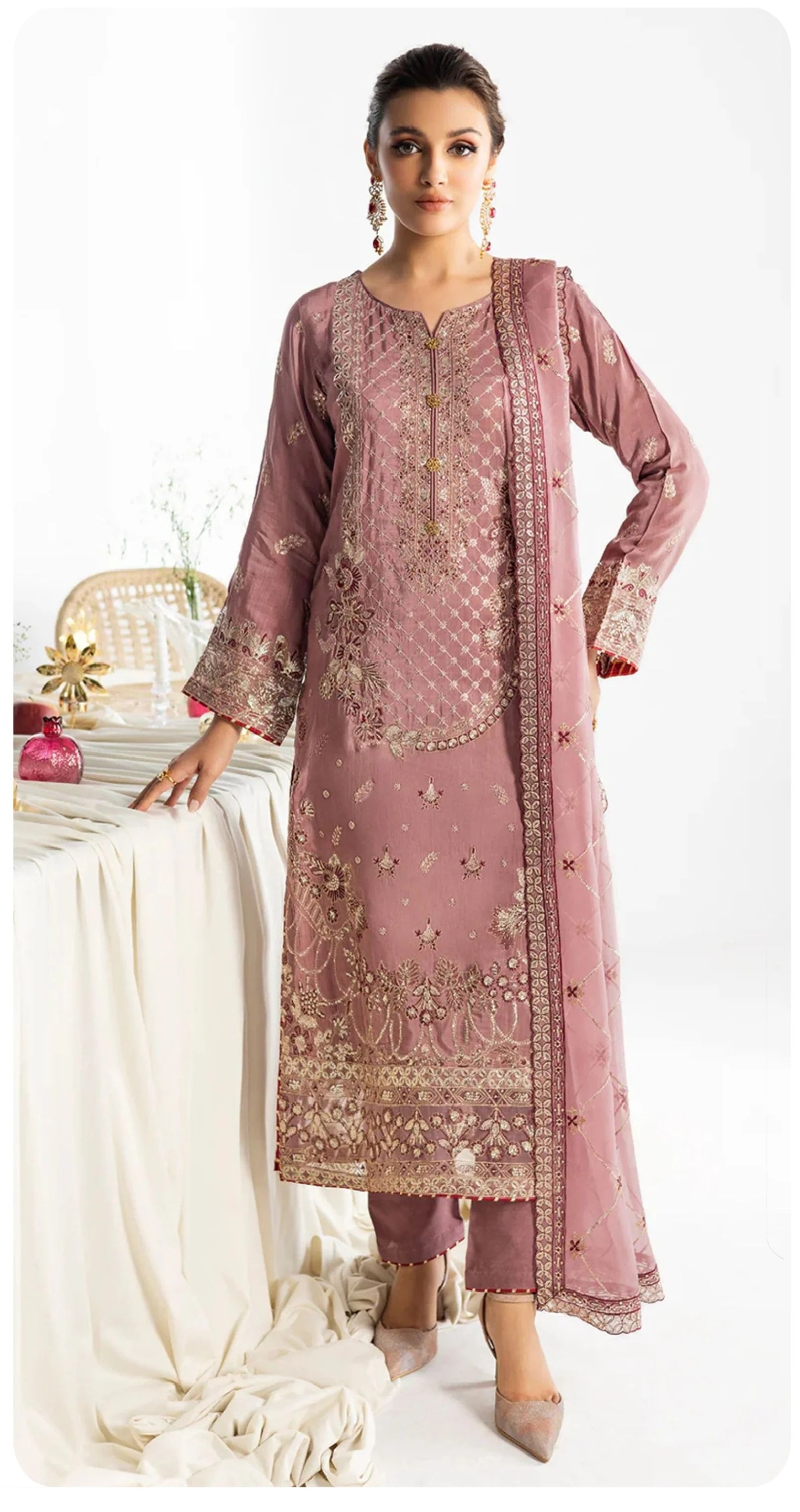 Georgette With Heavy Embroidery With Khatli Work Suit 