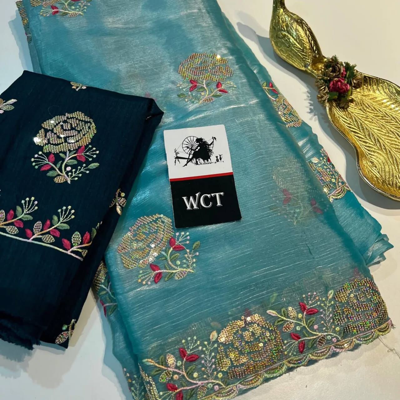 Beautiful premium Quality Jimmy choo Designer Saree with Beautiful Sequence Embroidery Saree