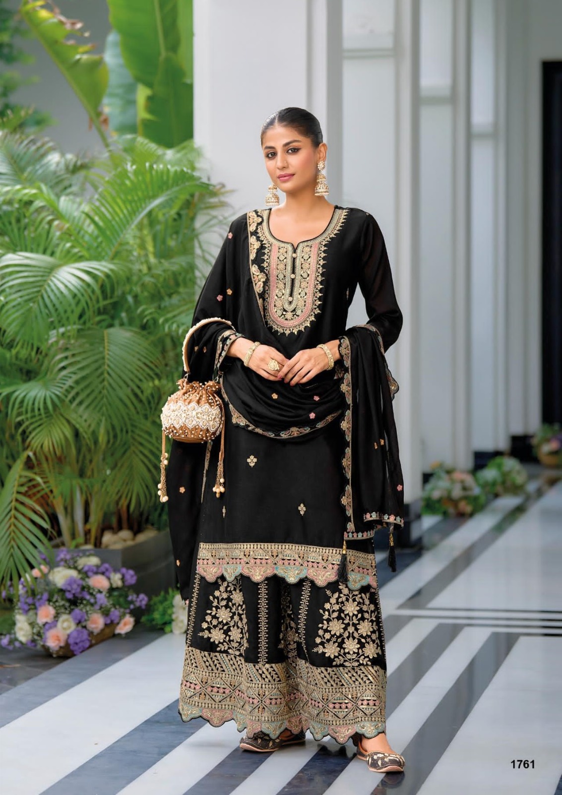 Primium Chinon Fabric With Embroidery Work Suit