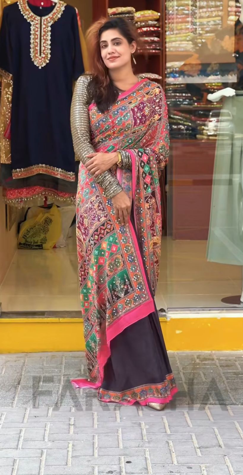 Heavy chinon saree with  digital print and  mirror work all over sarees 