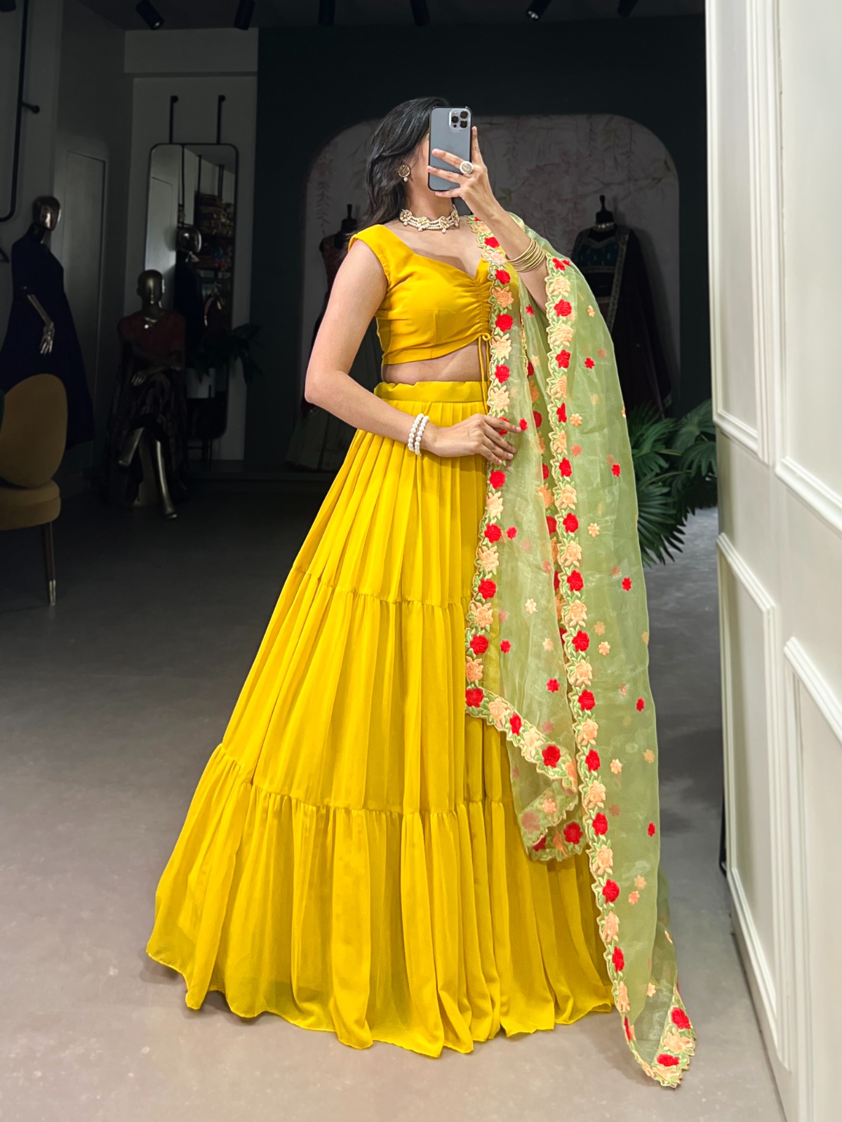 Georgette Fabric Beautiful plain Lehenga Choli