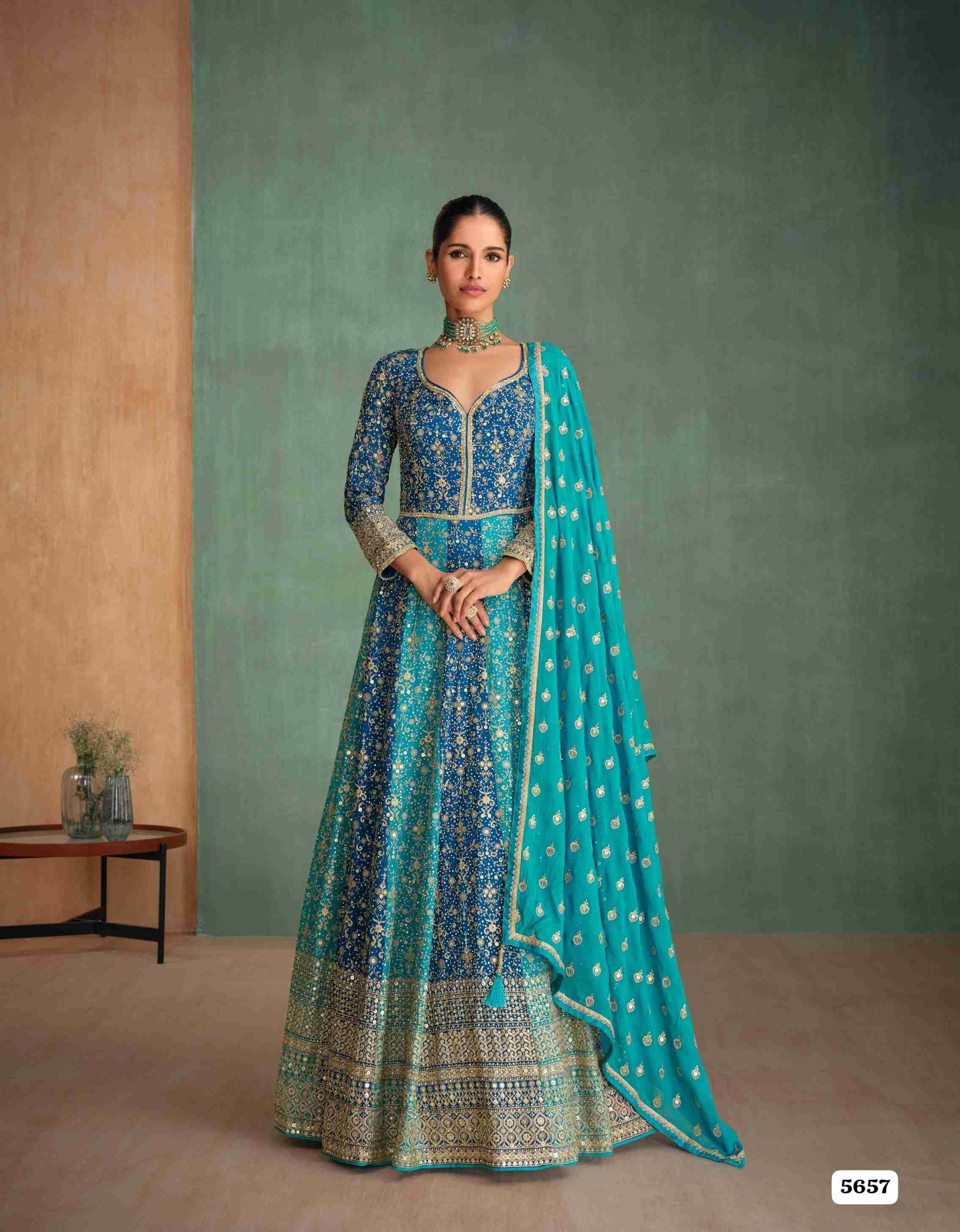 Heavy Real Gerogette With  Embroidery siquance work Suit