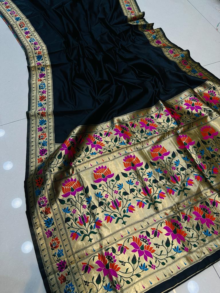 Pure Soft Silk With gold jari Work Saree