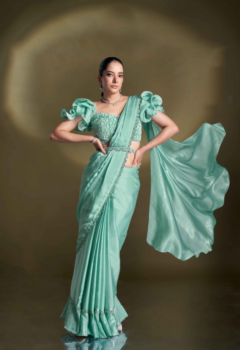 Beautiful Ready To Wear Embroidery Work Saree