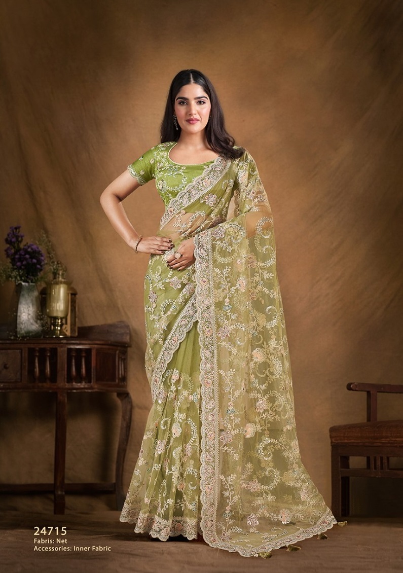 OUR NEW PREMIUM EMBROIDERY DESIGNER FESTIVE WEAR SAREE COLLECTION 