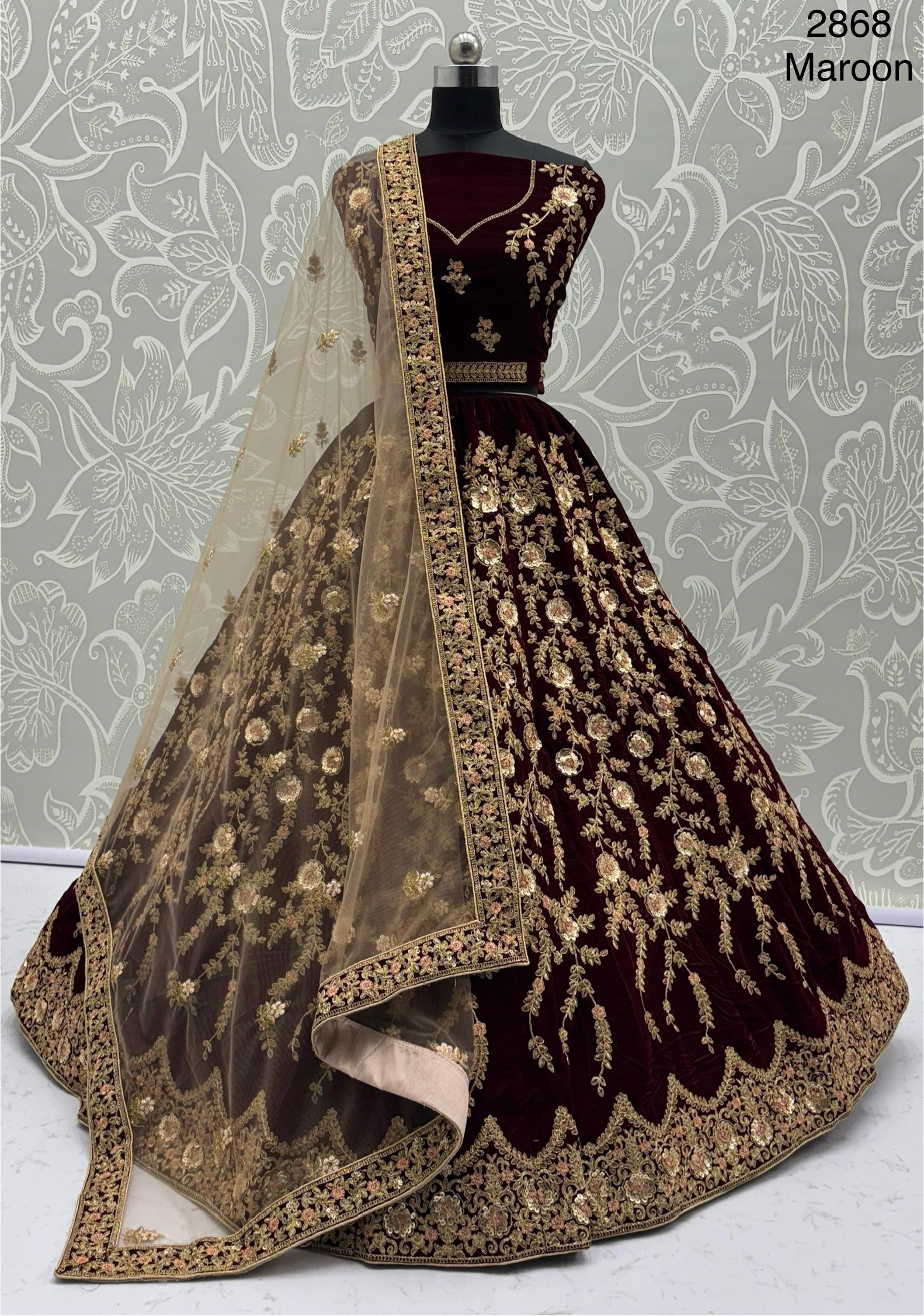 Beautiful Flower Pattern Embroidered Lehenga Choli 