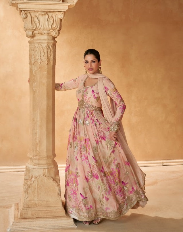 Primium Multi Colors Digital Printed Chinon Fabric Suit