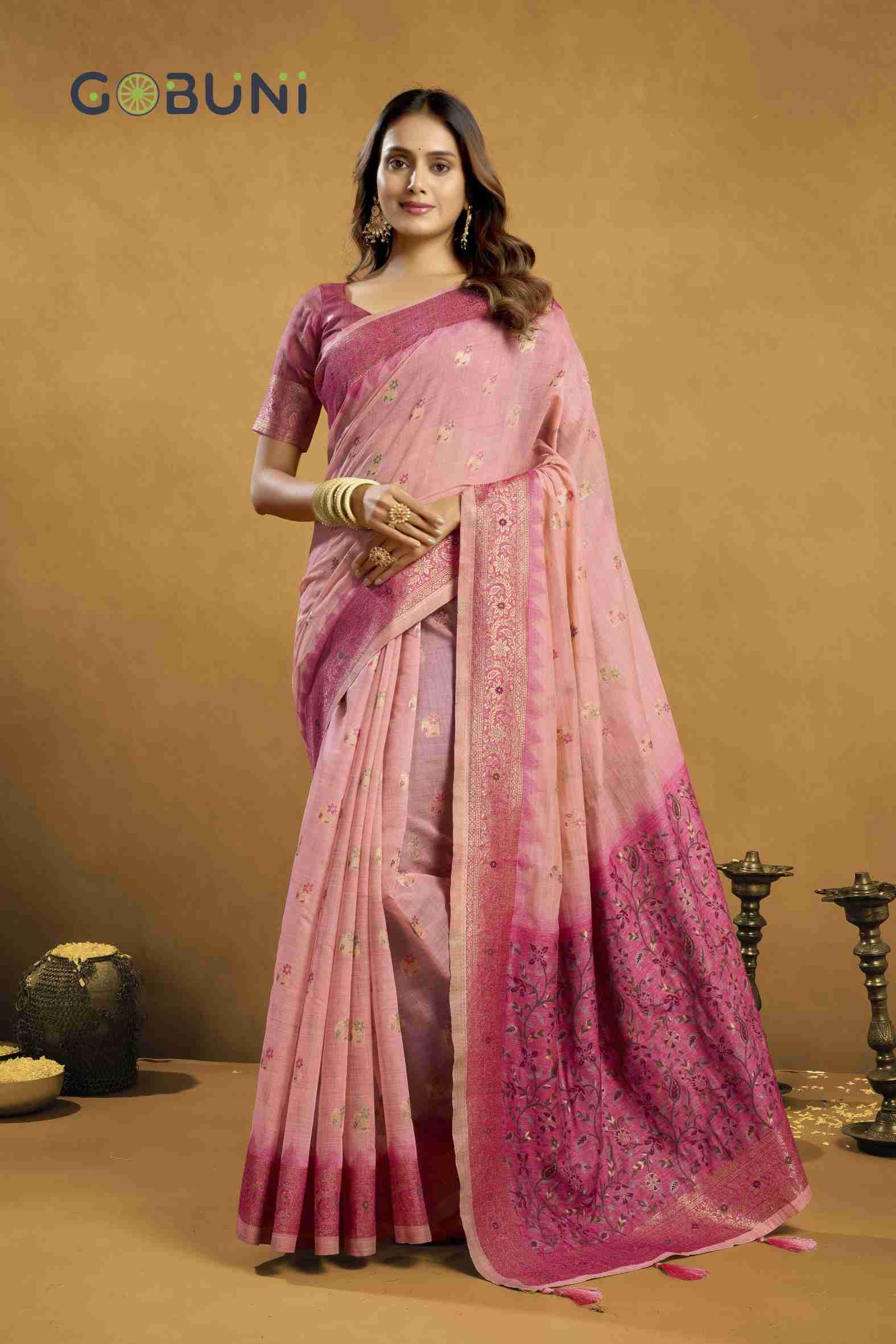 Premium Spun Cotton With Beutifull Zari With Jhallar & Rich Pallu Saree