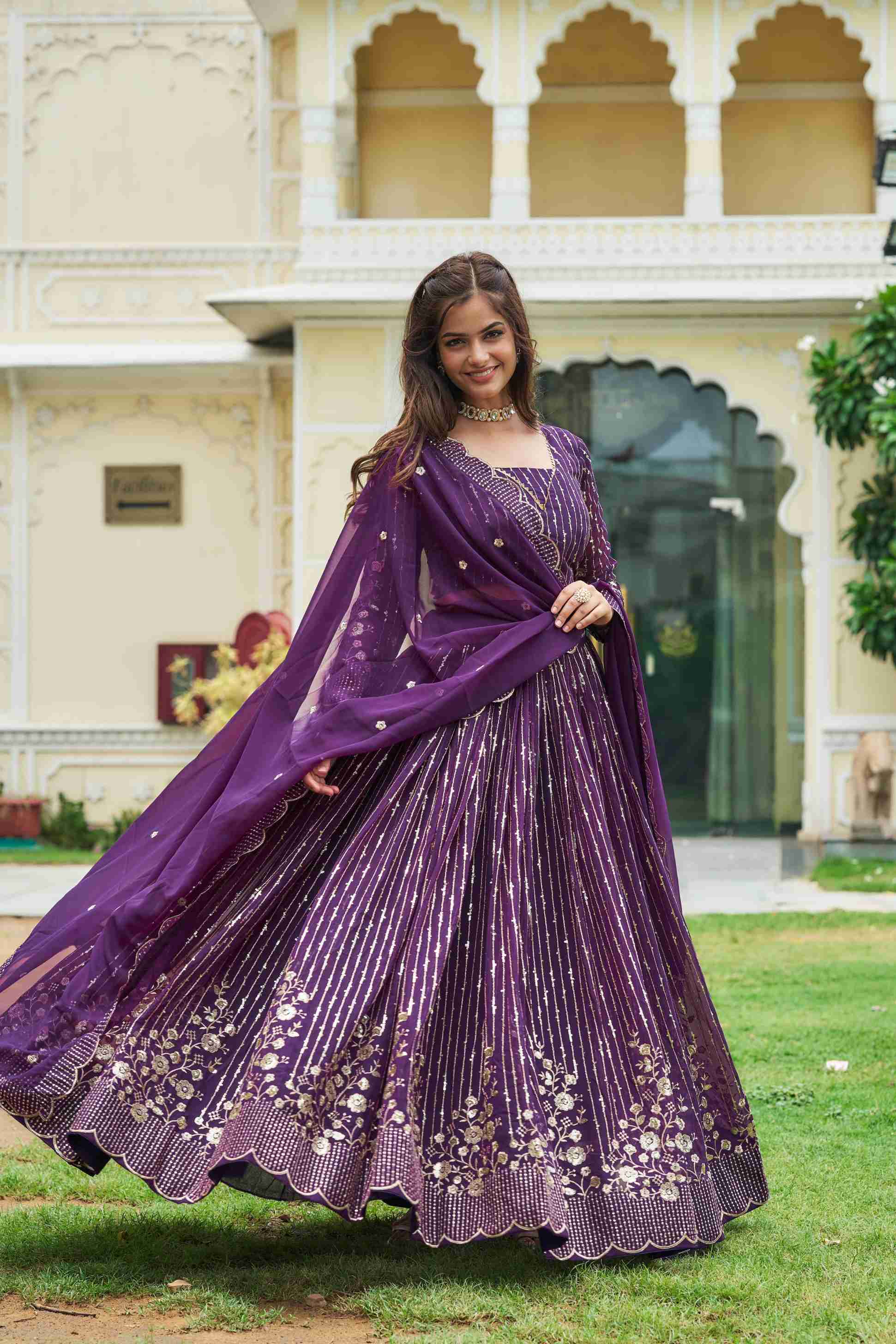 Heavy Fox Georgette Embroidery Sequence Work Lehenga Choli