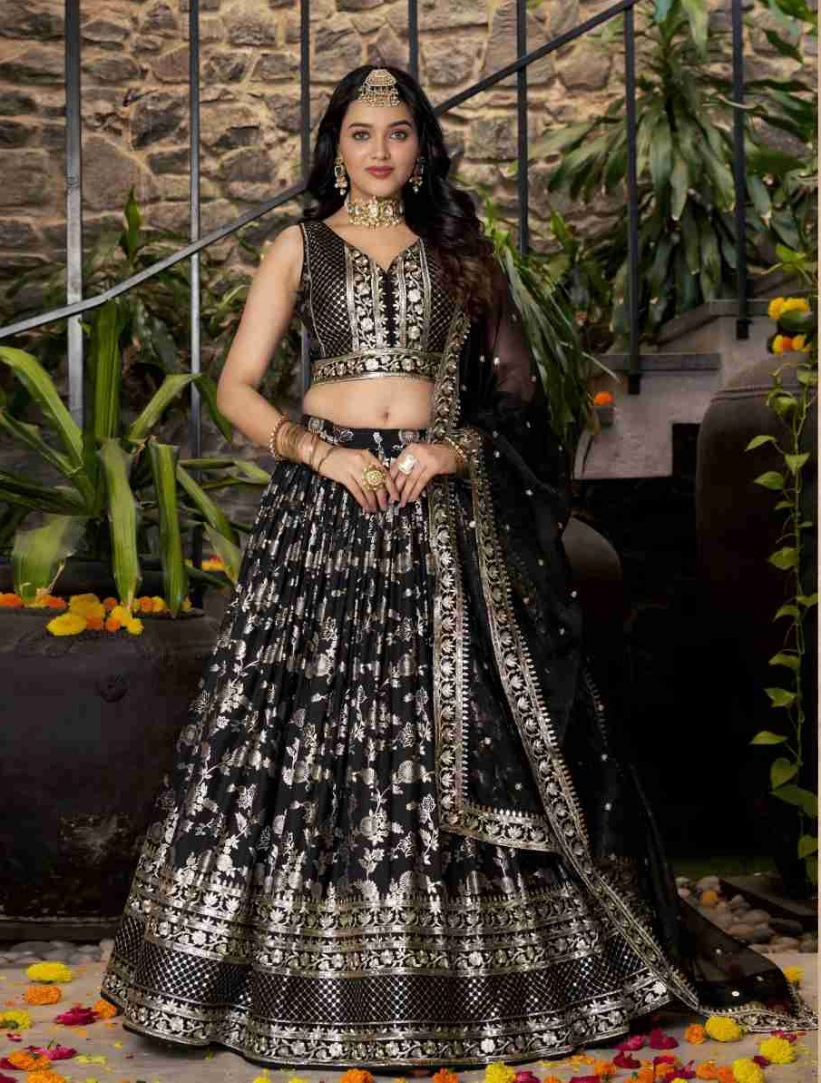 Dola Silk Jequqrd Embroidery Work Lehenga Choli