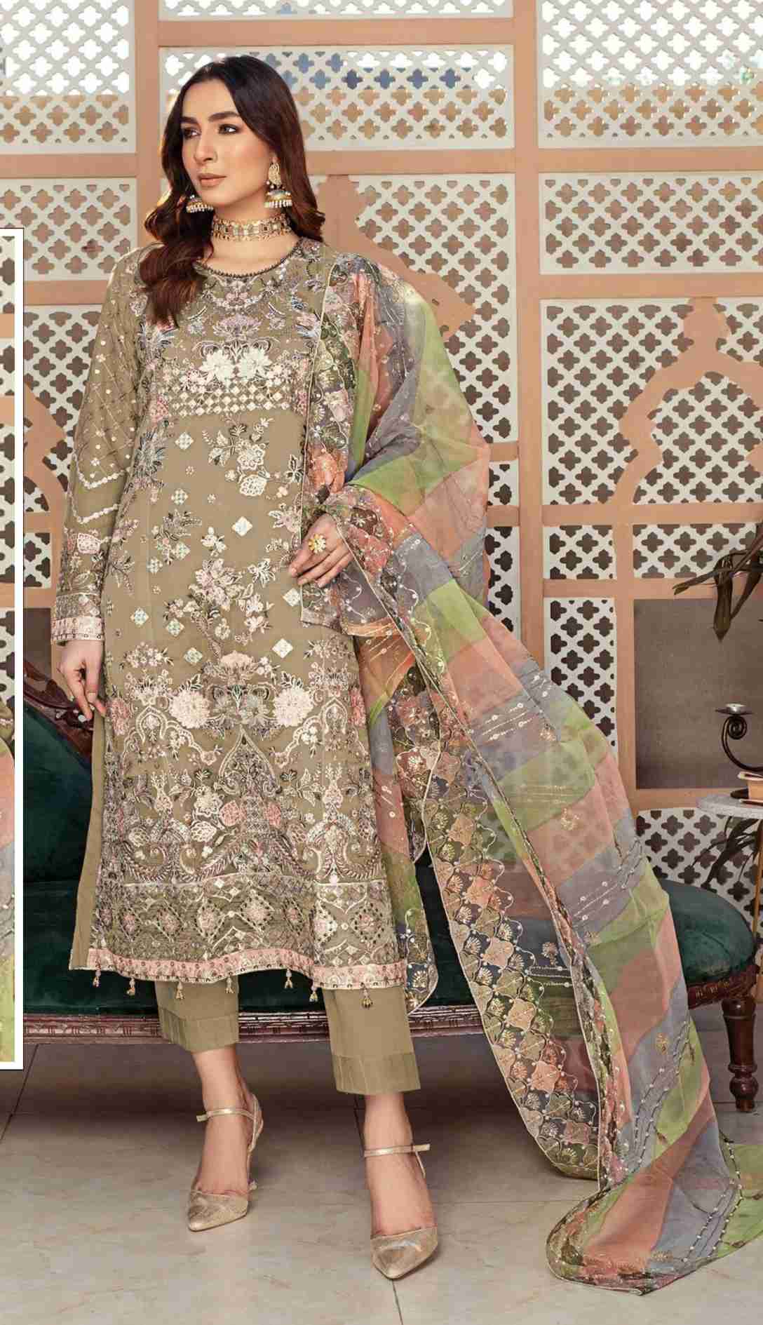 HEAVY ORGANZA WITH FANCY EMBROIDERY WORK SUIT