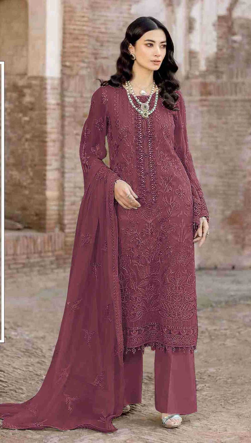 FOX GEORGETTE WITH FANCY EMBROIDERY WORK SUIT