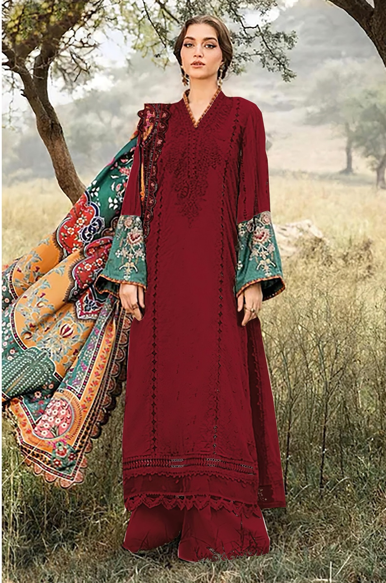 Pure Cotton With Work Embroidery Work Suit