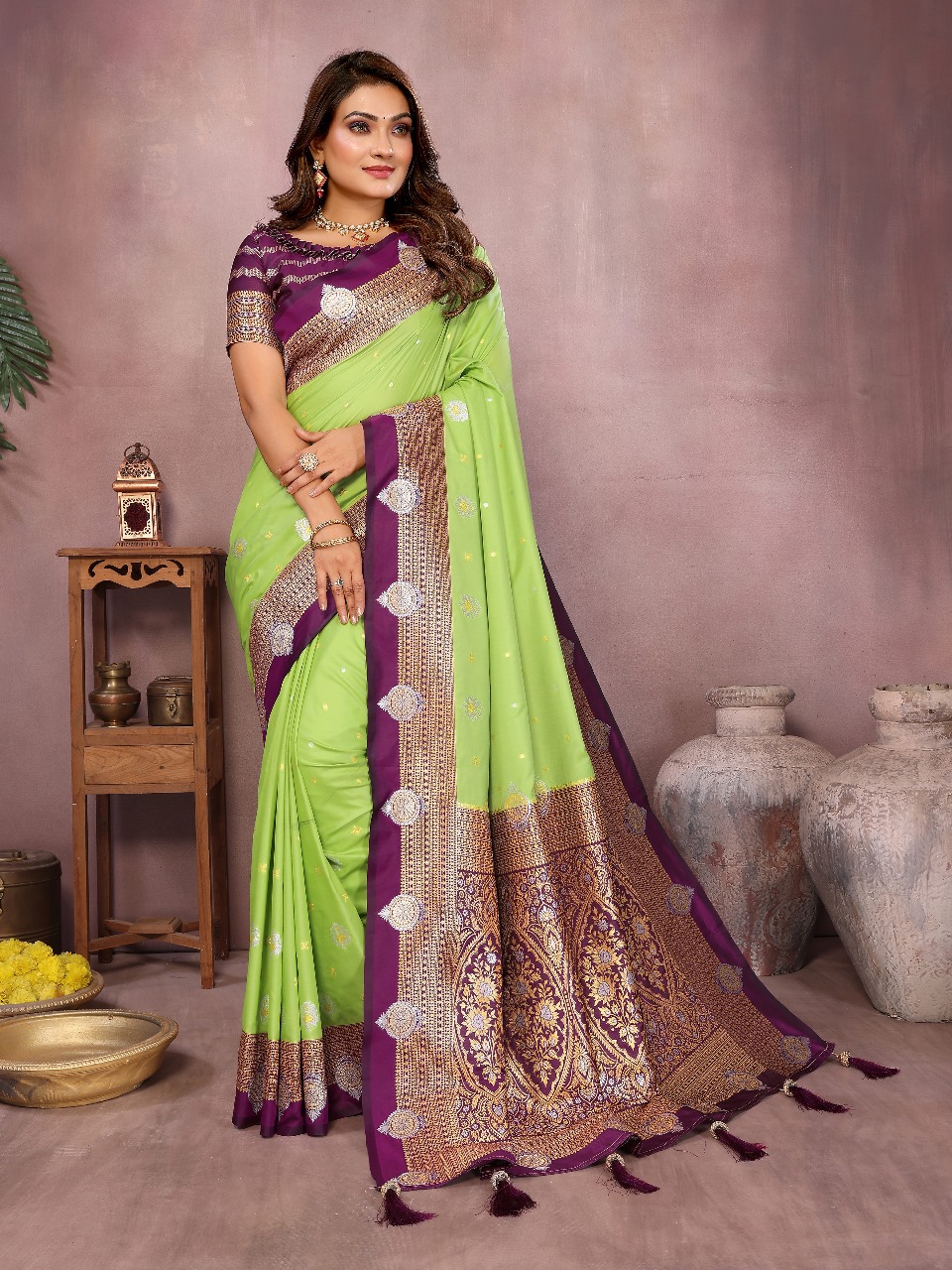 Pure Handloom Kalamkari Silk Sarees with zari woven border