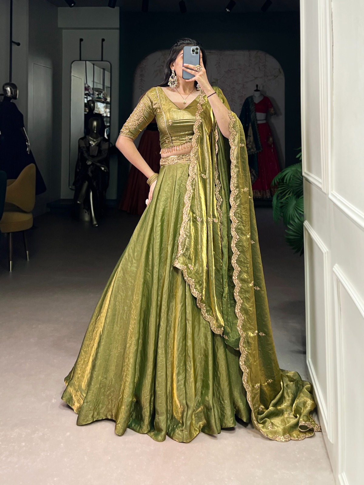Fendi Sequins and Thread Embroidery Work Belt Lehenga Choli