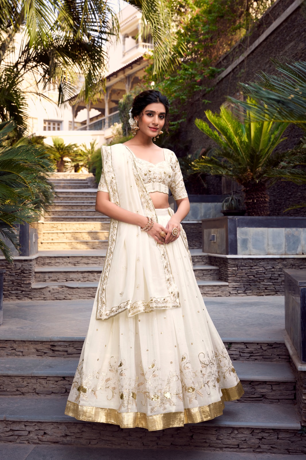Silver Glosy Sequins and Embroidery with Foil Work Lehenga Choli