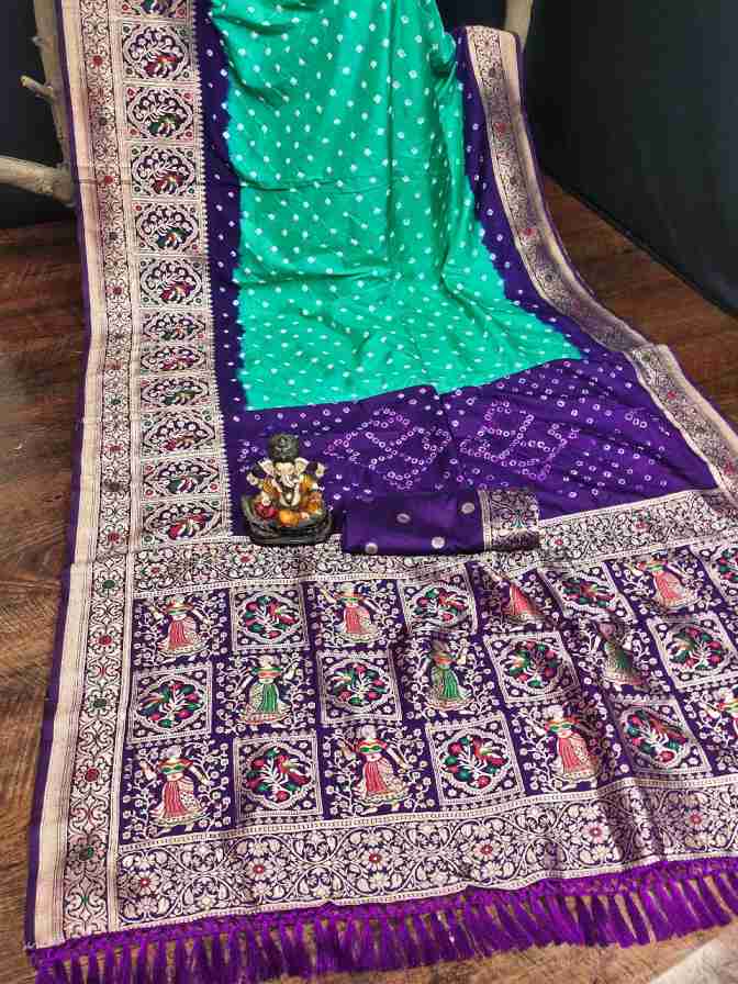New premium and high quality ,comfortable Bandhej Kanjivaram silk Saree