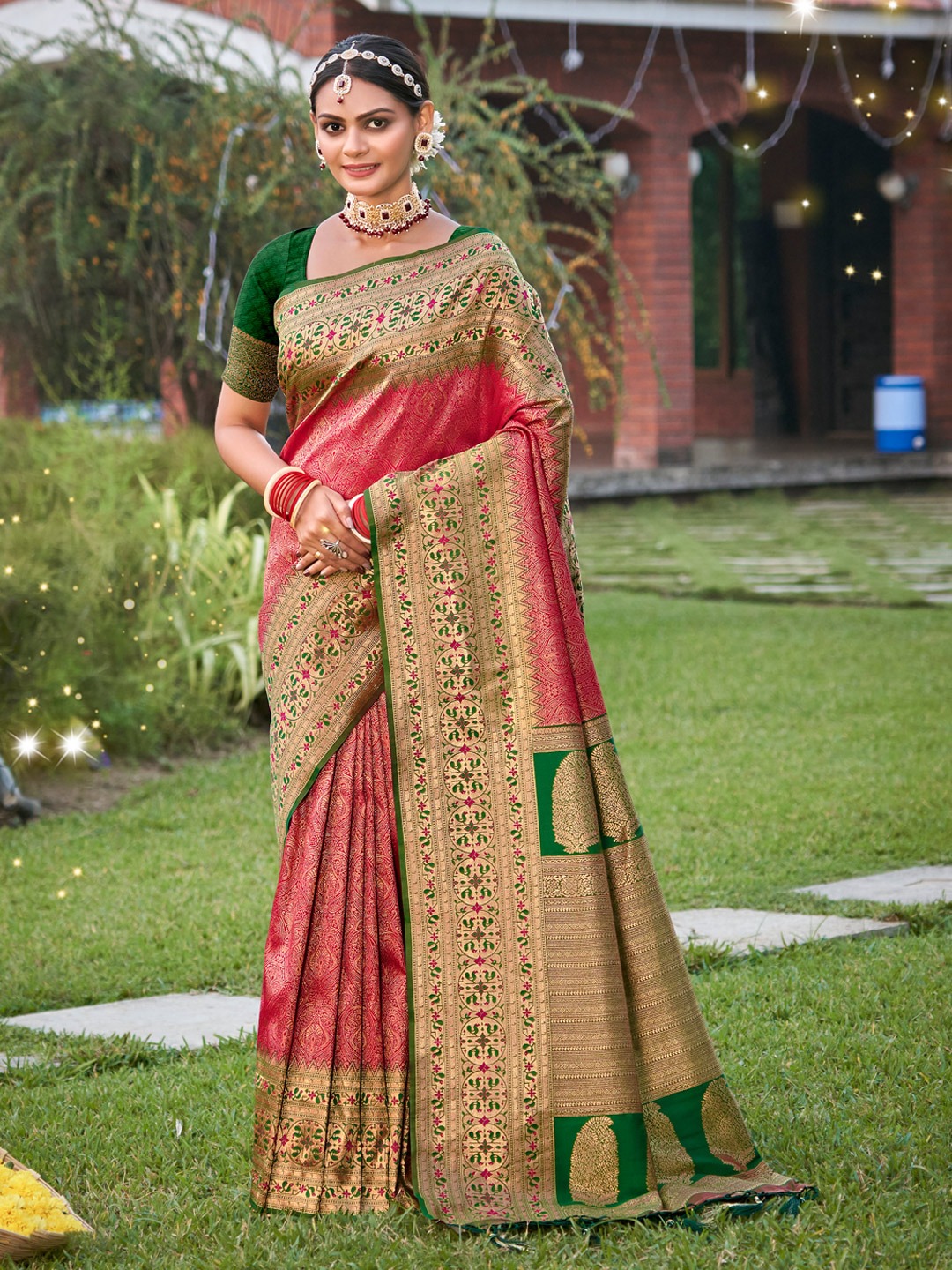 Banarasi Silk Fabric Fancy Weaving Work Saree