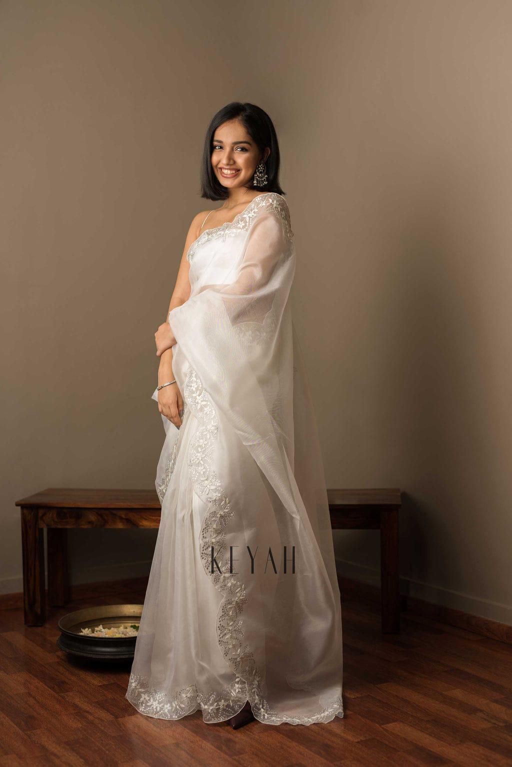 Soft Tabby Orgenza Fabric Sequins Embroidered work Saree