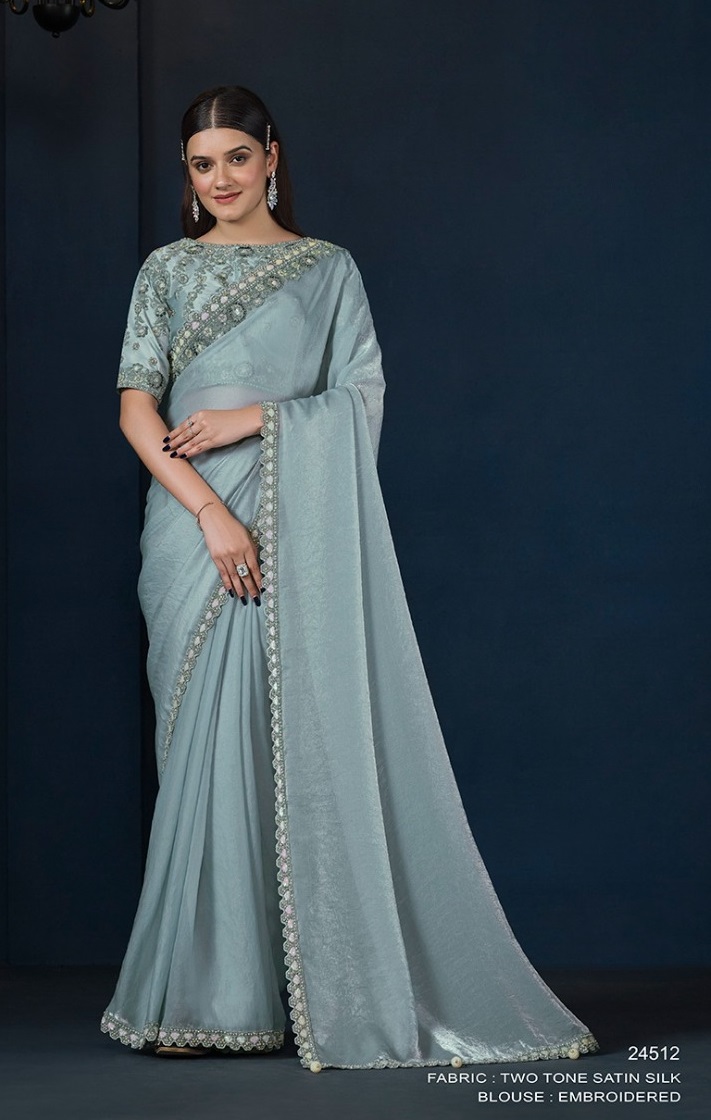 Satin Silk Hand Work Fancy Saree