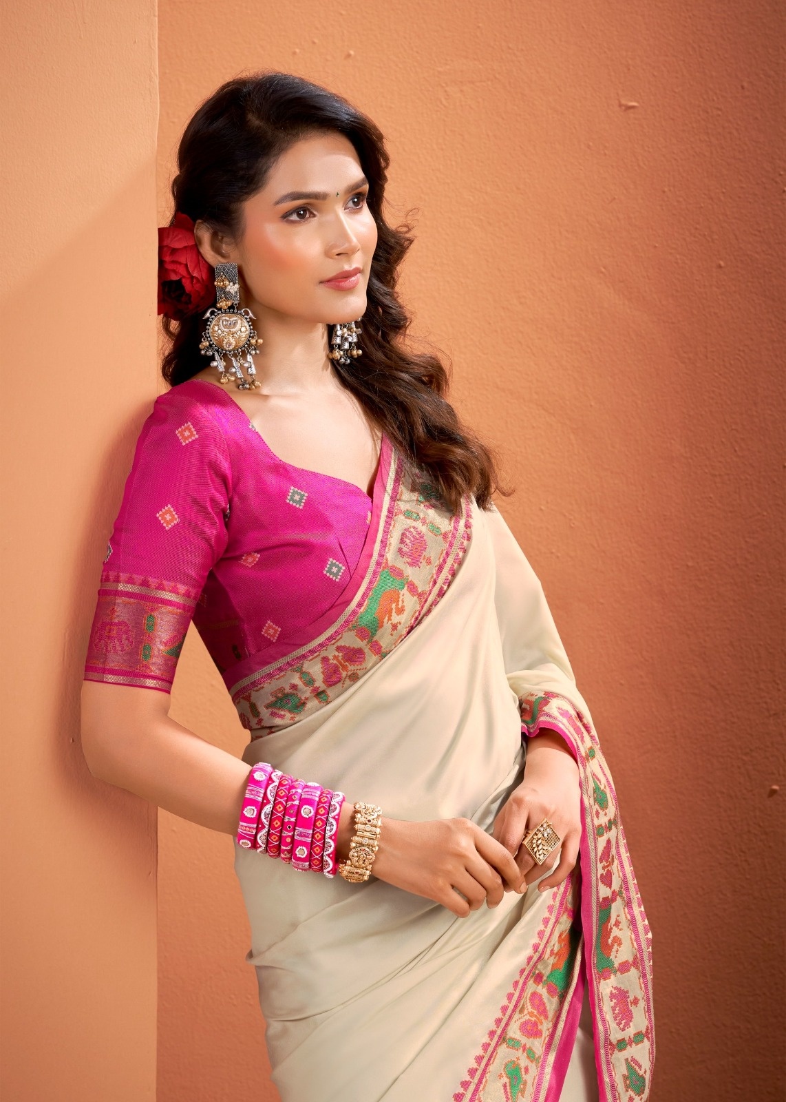 Silk With Patola Weaving Pallu Or Attractive Border Design saree