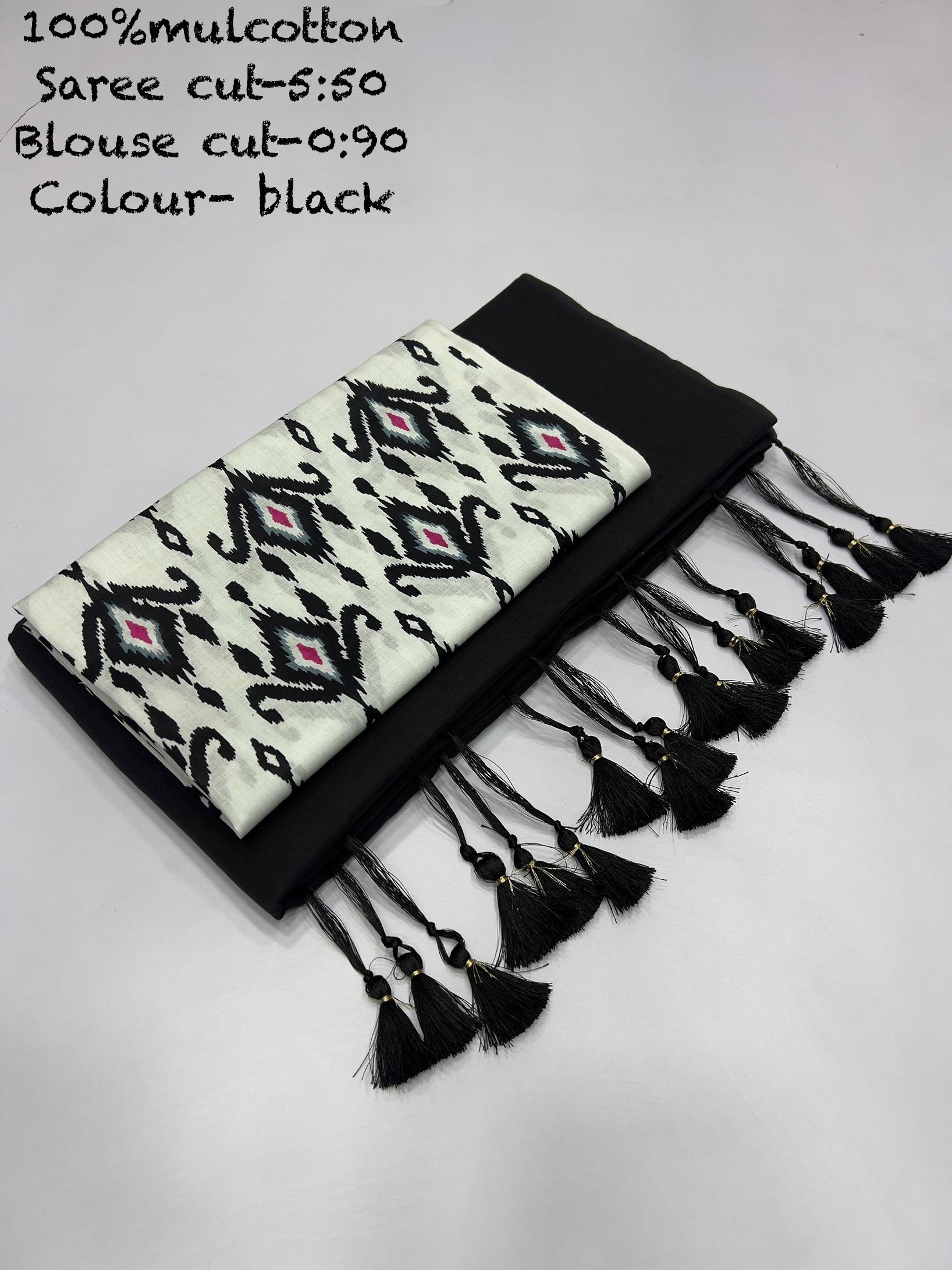 Mul cotton Embroidery Work saree 