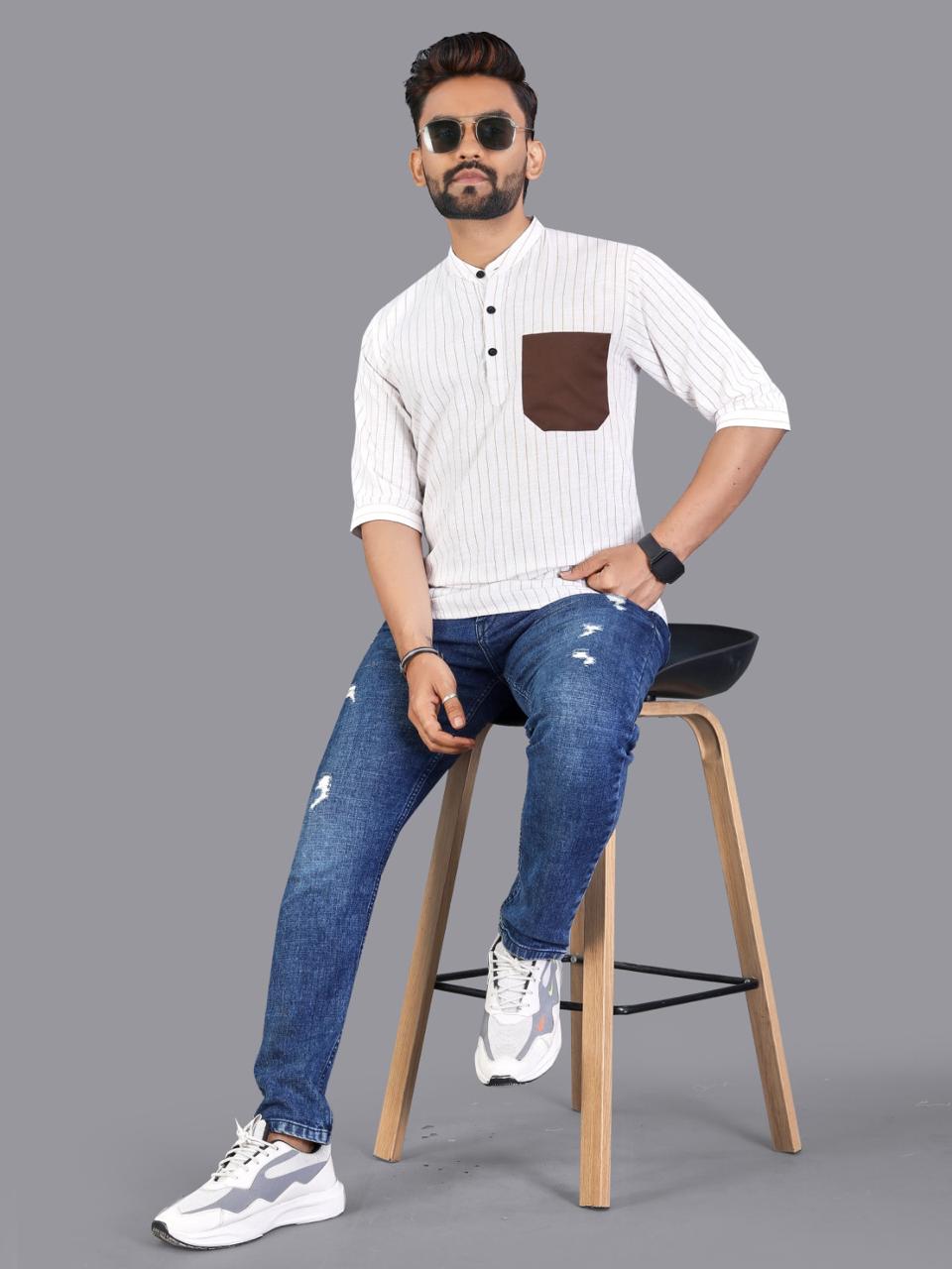 A men’s short kurta is a stylish and versatile traditional Indian Garment