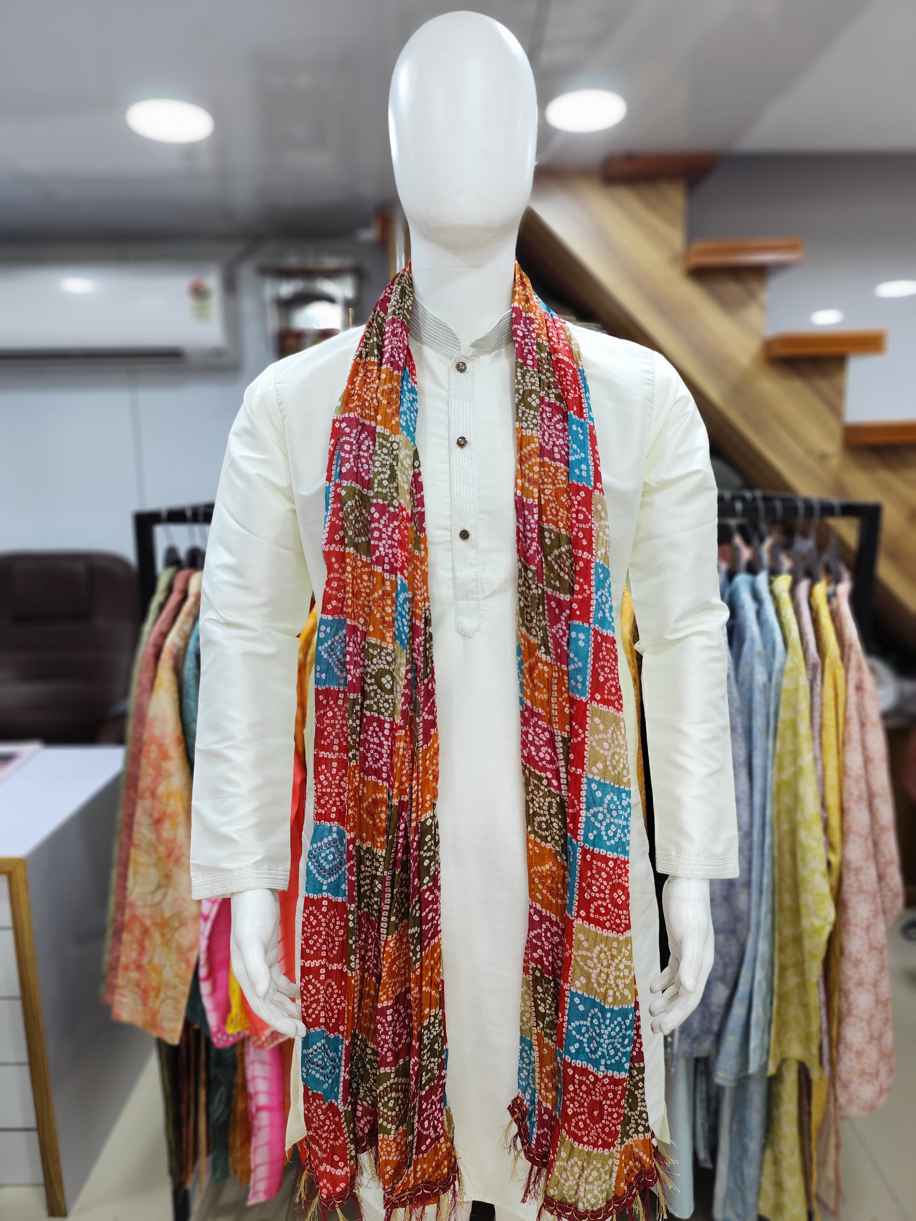 New Fancy Kurta With Bandhani dupattas
