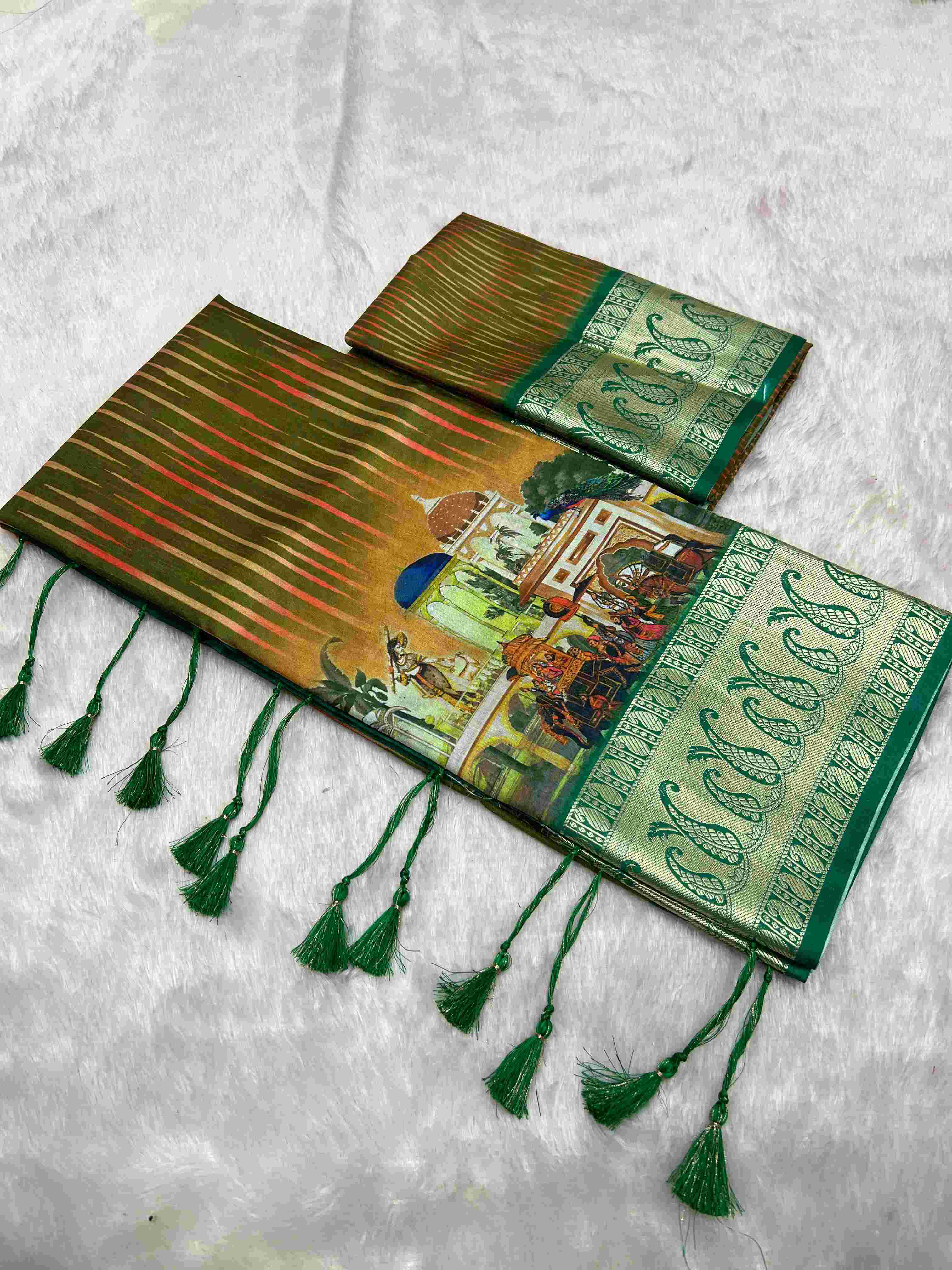 DOLLA SILK VISCOSE JEQUARD BORDER DIGITAL PRINTED SAREE