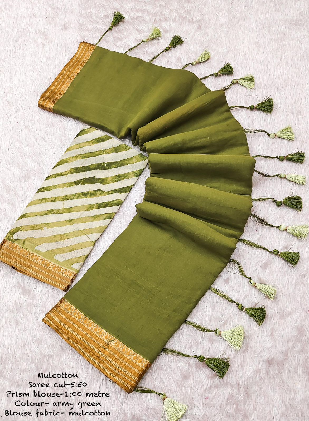 Mul cotton  Resham weaving border Sarees
