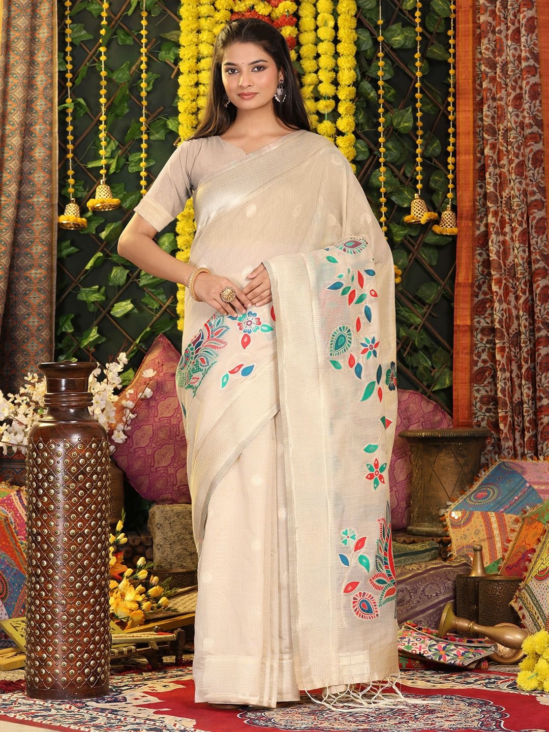 BEAUTIFUL LINEN COTTON SAREE
