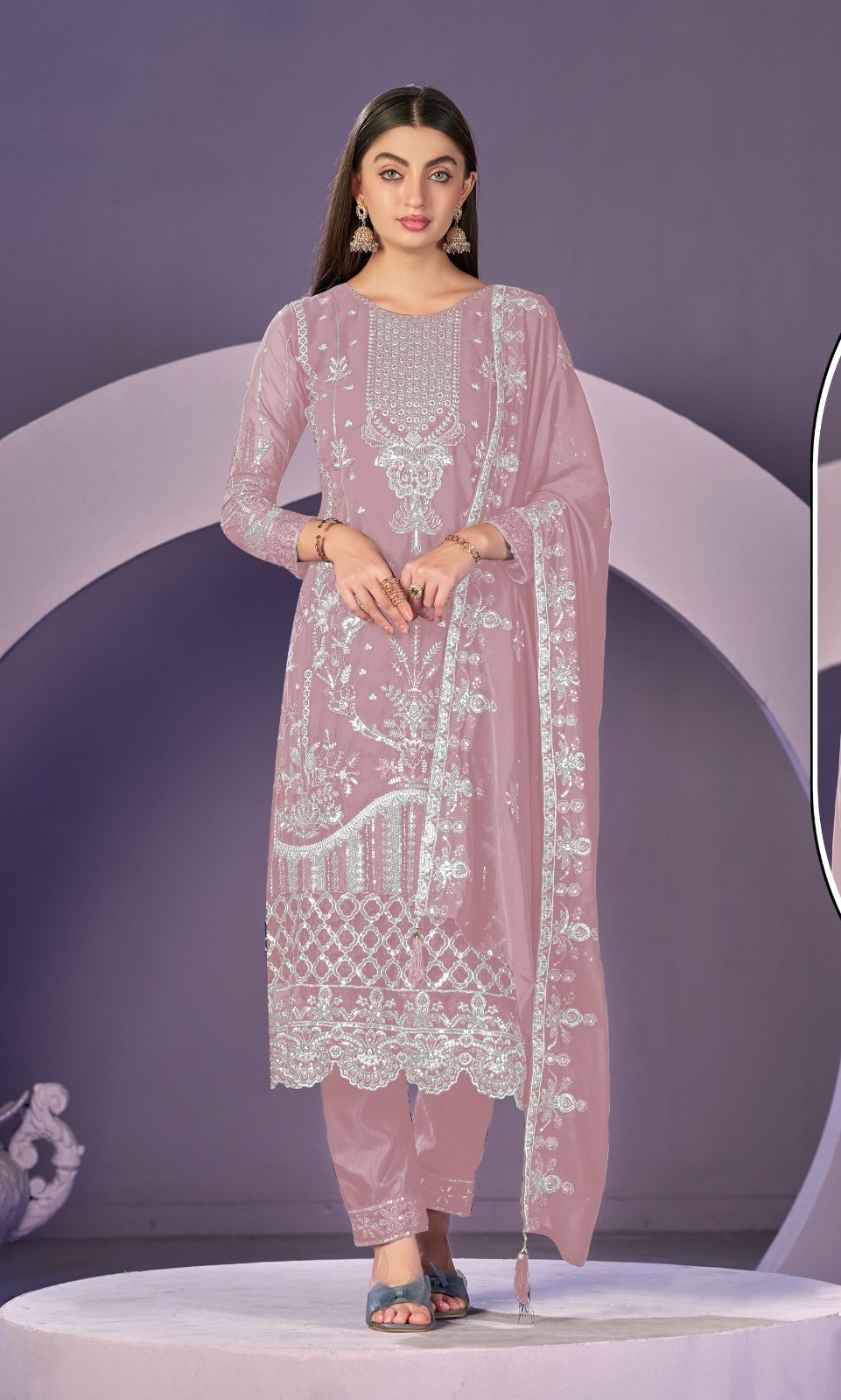Heavy Faux Georgette with Sequence Embroidered work Khatli work Suit
