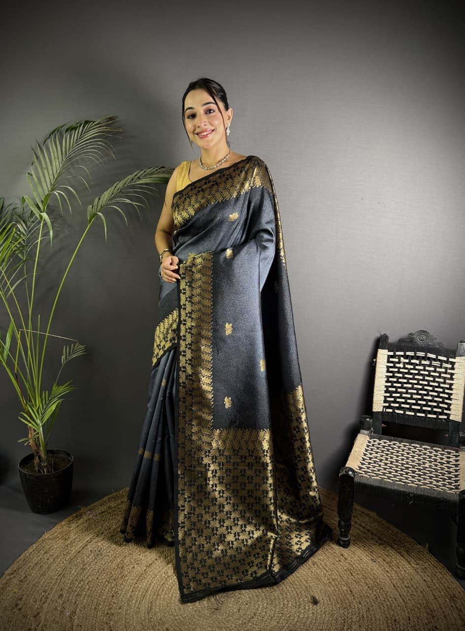 Pure Banarasi Silk Saree And Full Weaving Saree With Gold Zari Pallu And Gold Zari Border