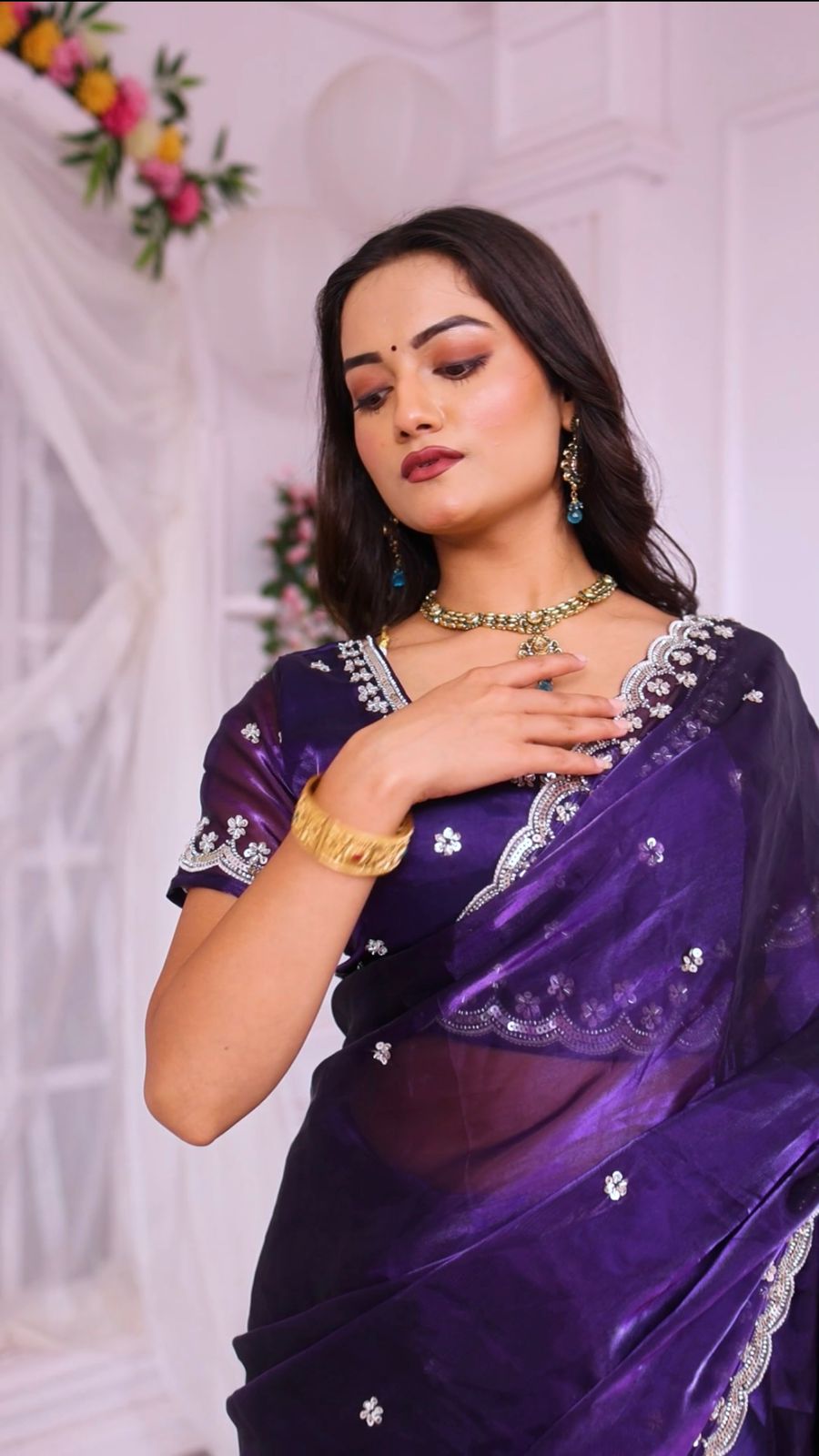 Premium Zimmy Choo Silk Saree With Heavy Embroidery Work