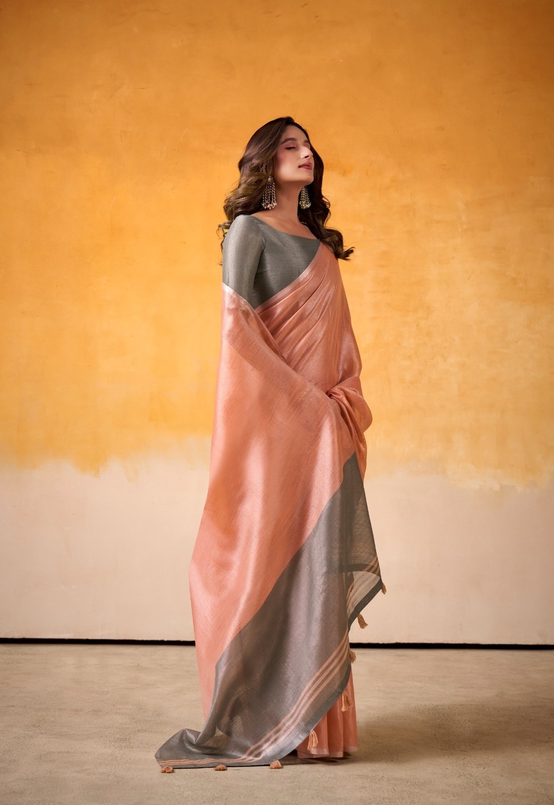 TISSUE SILK BEAUTIFUL PLAIN SAREE
