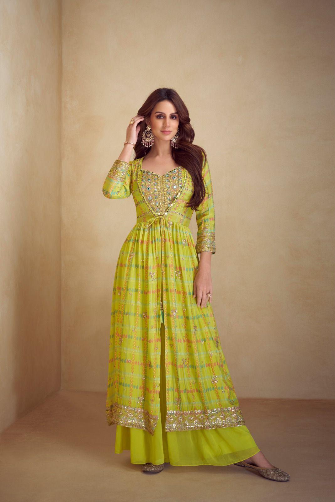 Real Chinon & Silk Digital Print Plazoo Real Chinon & Silk Digital Print Suit