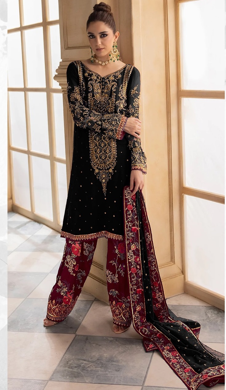 VELVET EMBROIDERED WORK SALWAR SUIT