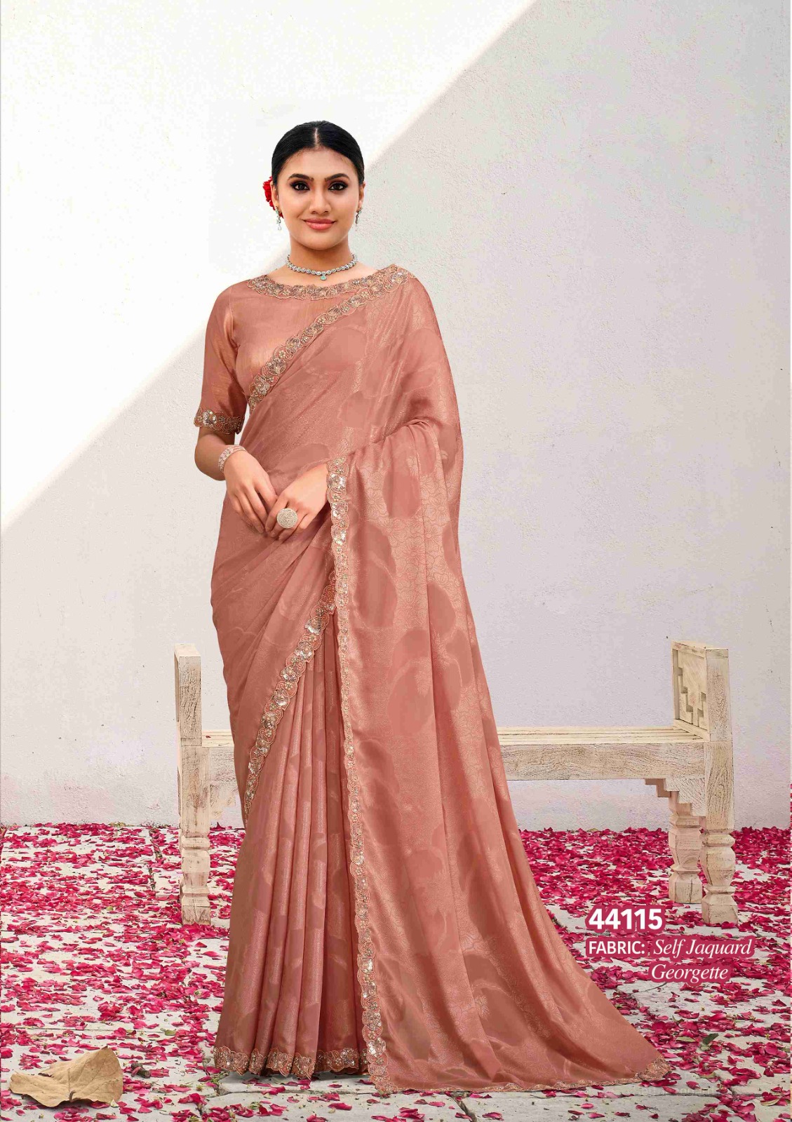 SEQUENCE CODING JARI BUTTA AND BORDER ON SOFT NET SAREES