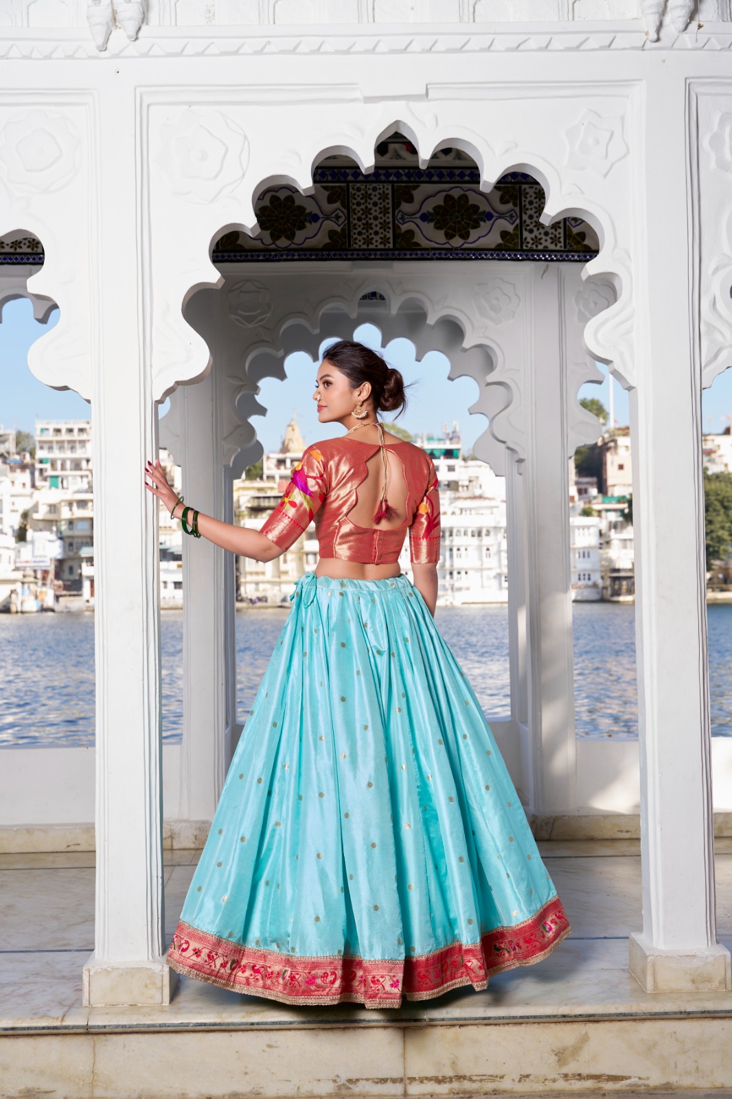 Jacquard Silk Weaving Zari Work With Lace Touch Up Lehenga Choli