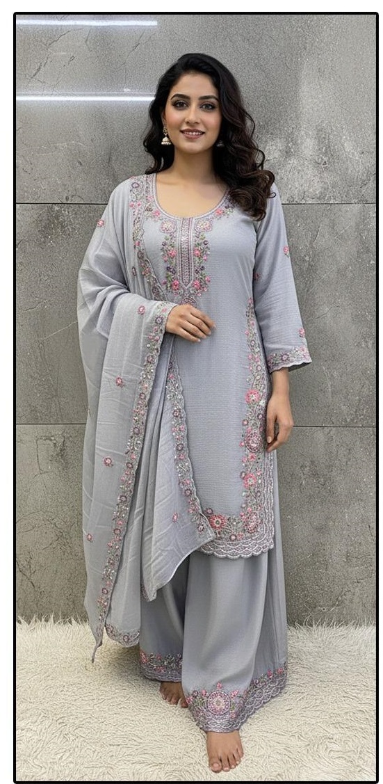 Heavy Chiffon weaving Border Suit