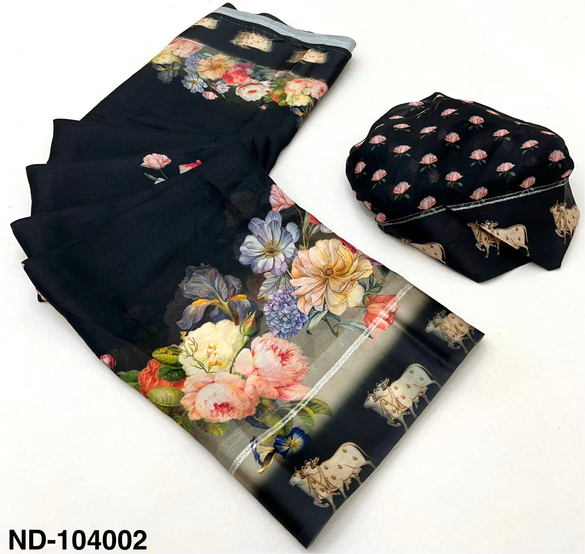 Soft Georgette with Sattin Border & Pichwai Print Saree