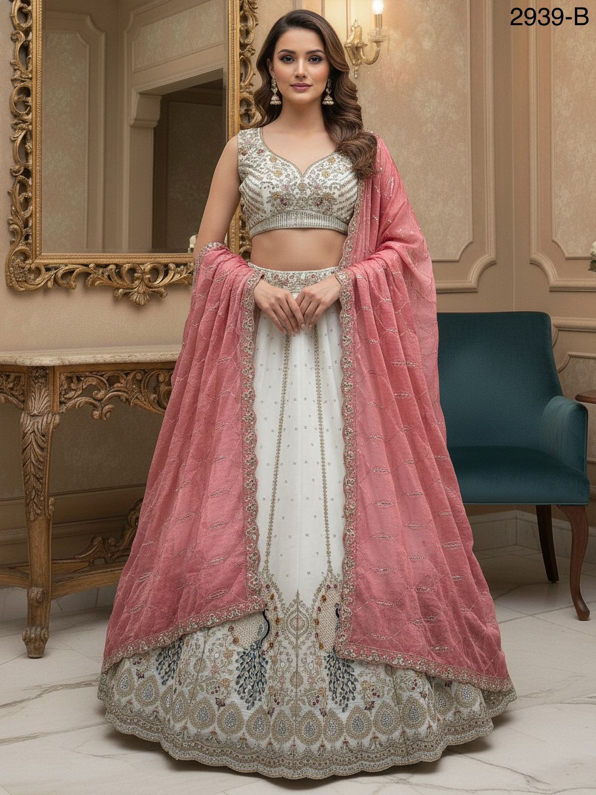 Peacock Embroidered Sober work Wedding Lehenga choli