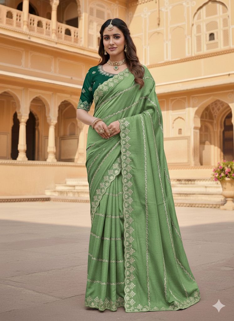 Star Georgett Fabric with c-pallu work with Lehariya Desgin Saree